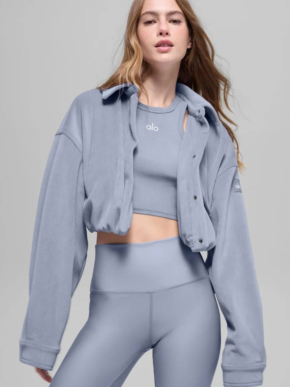 NWT Alo Ribbed Velour Cropped Mountain Side Jacket
